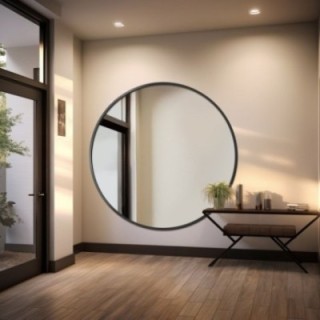 Oglindă rotundă cu ramă neagră mată din mdf - OTTO - culoarea ramei la alegere