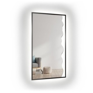 Oglindă decorativă cu ramă neagră din MDF cu iluminare - WIENA ÎN CADRU LED
