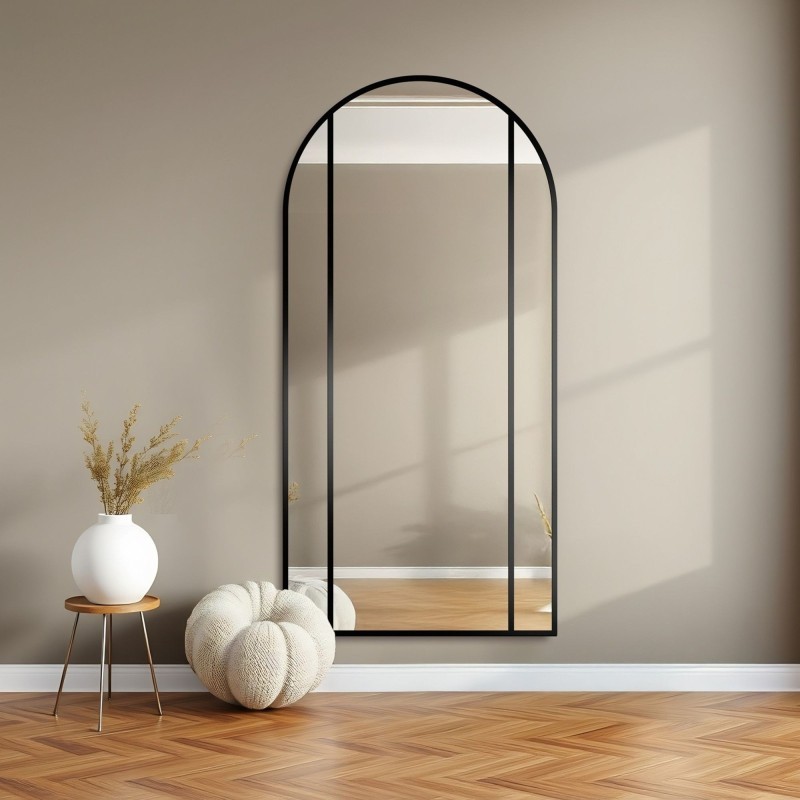 Oglindă semiovală tip fereastră, cu ramă din MDF în stil loft - ARO - culoarea ramei la alegere