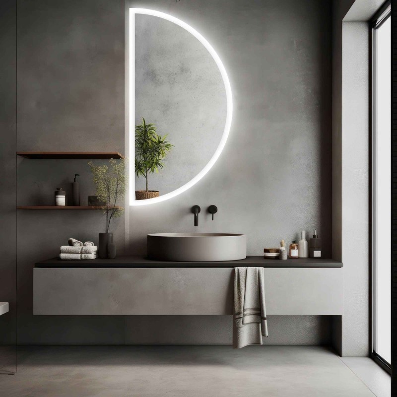 Oglindă de baie semicirculară sablată cu iluminare - HELENA LED II