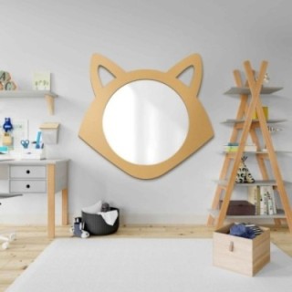 Oglindă decorativă de perete pentru copii în ramă MDF - VULPE