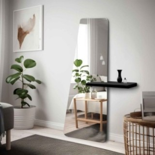 Oglindă modernă de podea, neregulată, cu raft - MATEO SHELF