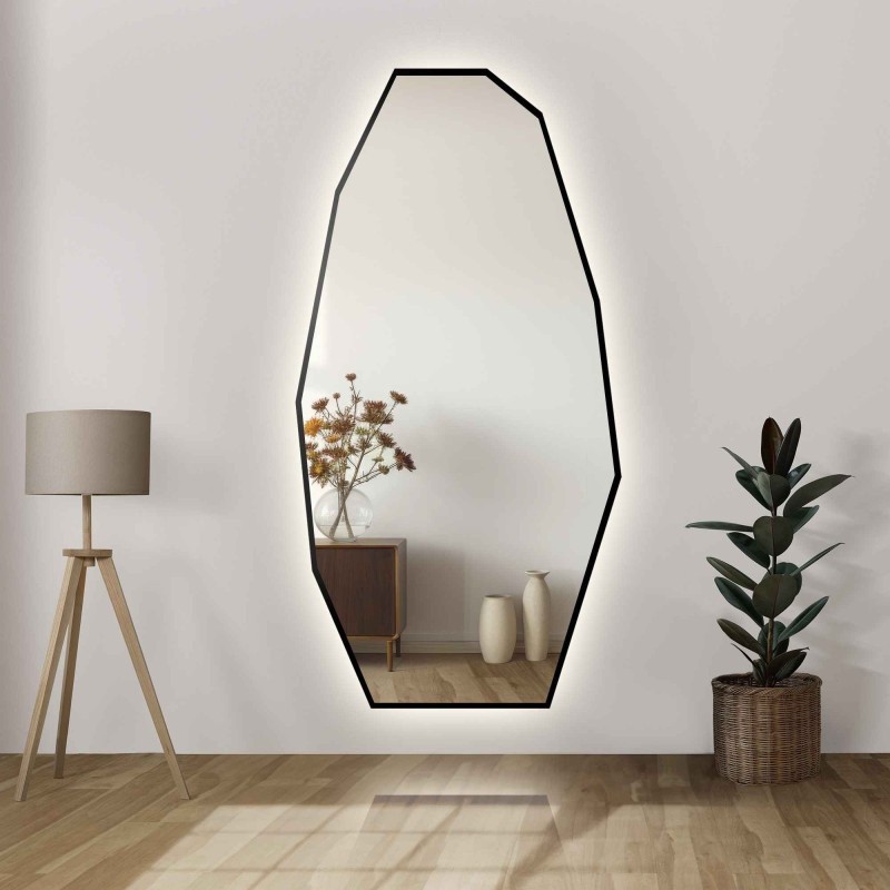 Oglindă decorativă cu formă organică ascuțită în ramă cu iluminare - PIRYT ÎN CADRU LED