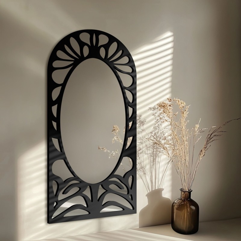 Oglindă semiovală cu decor MDF ajurat – VERONELLE ROSAVA 95x200