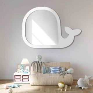 Oglindă decorativă de perete pentru copii în ramă MDF - BALENĂ
