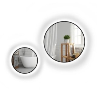 Set de oglinzi rotunde cu ramă neagră din MDF SLIM cu iluminare - OTYLIA LED SET - culoarea ramei la alegere