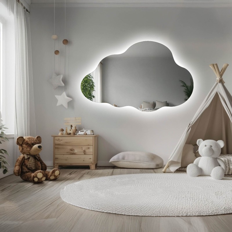 Oglindă pentru camera copiilor în formă de nor cu iluminare – CLOUD LED
