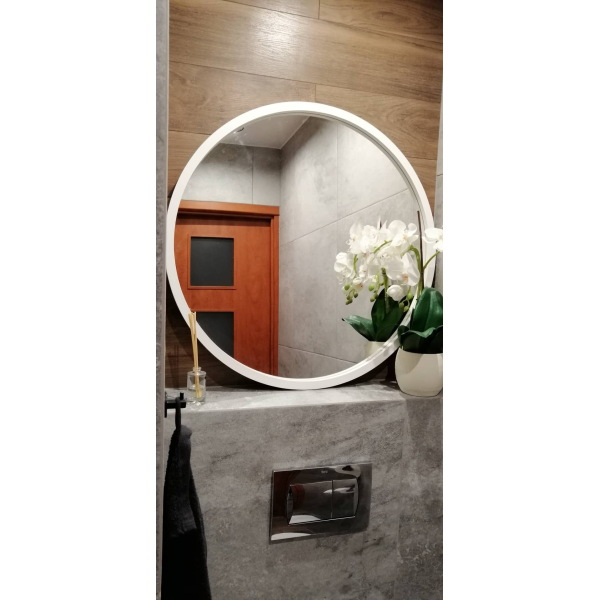 Oglindă rotundă cu ramă neagră mată din mdf - OTTO - culoarea ramei la alegere