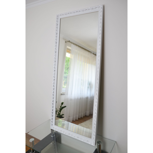 Oglindă în ramă de lemn ornamentală albă - 5004001