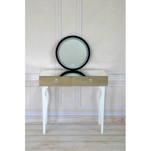 Oglindă rotundă cu ramă din mdf negru mat cu iluminare sablată - OTIS LED - culoarea ramei la alegere