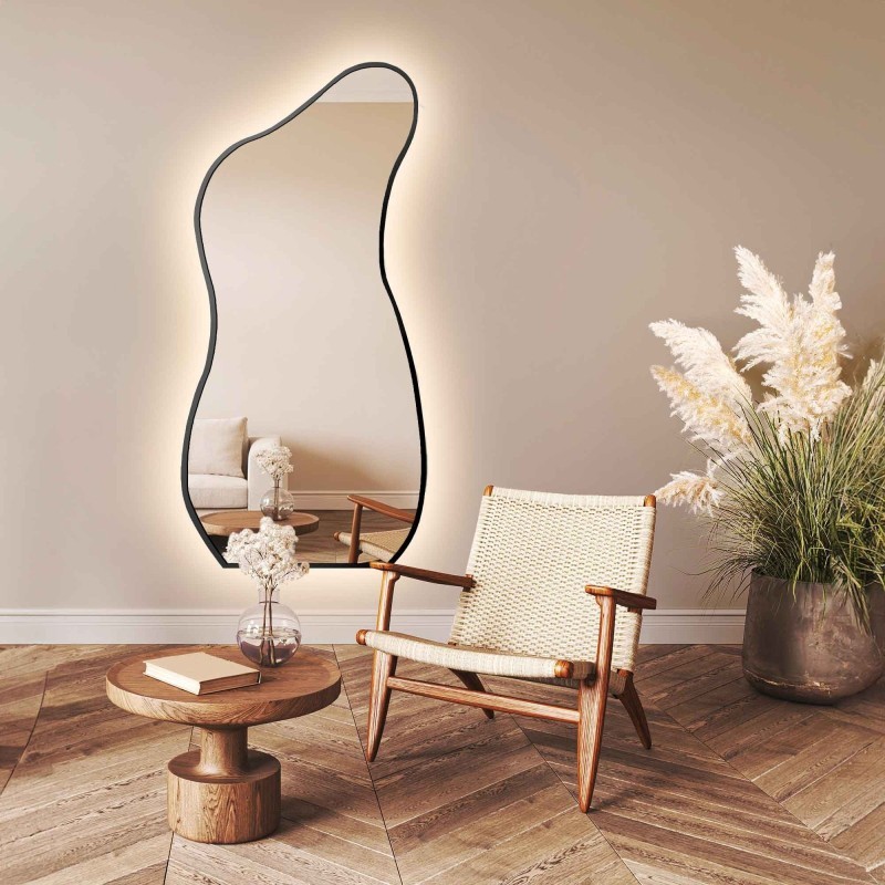 Oglindă cu formă organică în ramă cu iluminare - ANGELIT ÎN CADRU LED