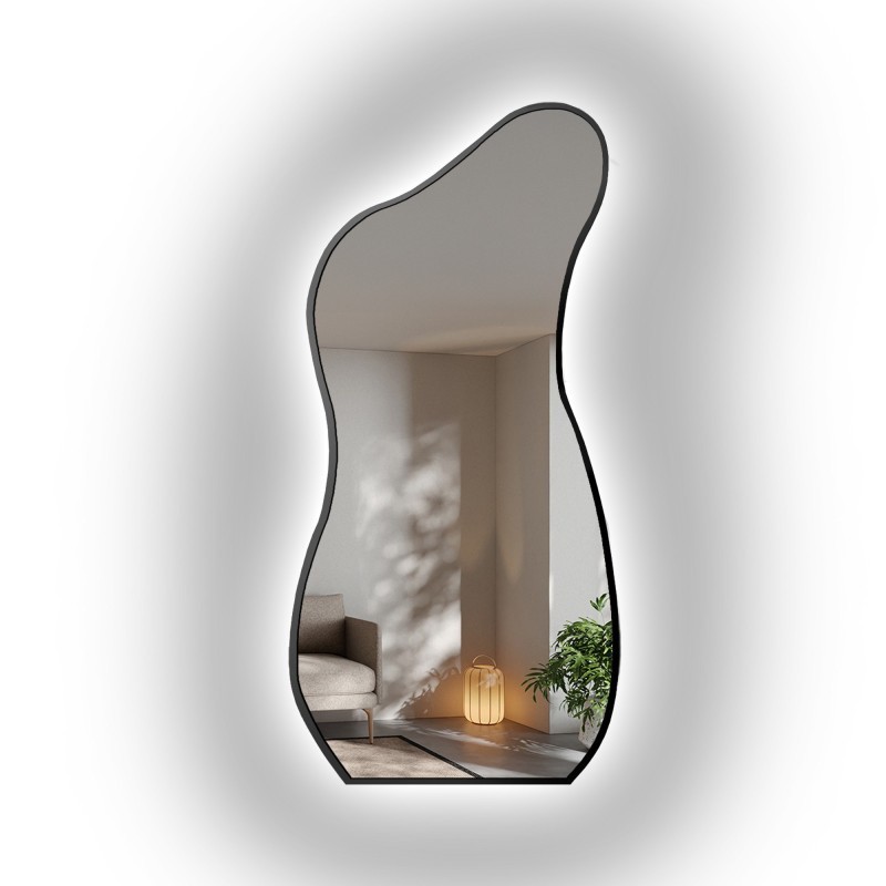 Oglindă cu formă organică în ramă cu iluminare - ANGELIT ÎN CADRU LED