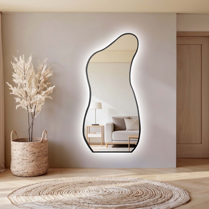 Oglindă cu formă organică în ramă cu iluminare - ANGELIT ÎN CADRU LED