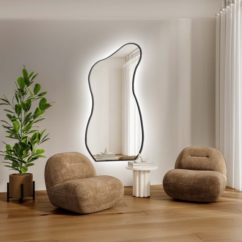 Oglindă cu formă organică în ramă cu iluminare - ANGELIT ÎN CADRU LED