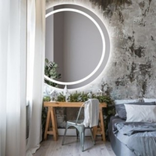 Oglindă rotundă de baie cu partea tăiată cu iluminare - MAIA LED LATURĂ TĂIATĂ