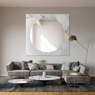 Oglindă rotundă pe marmură alb-auriu pătrată – MARBLE BIANCO