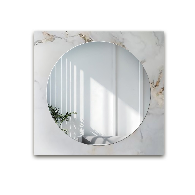 Oglindă rotundă pe marmură alb-auriu pătrată – MARBLE BIANCO