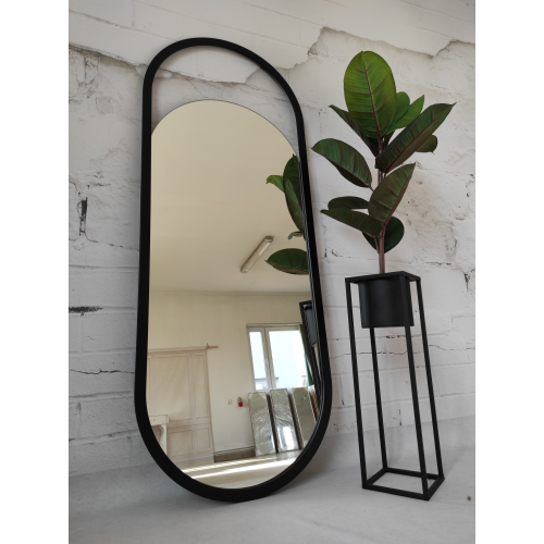 Oglindă ovală cu ramă neagră mată din mdf - OLAF - culoarea ramei la alegere