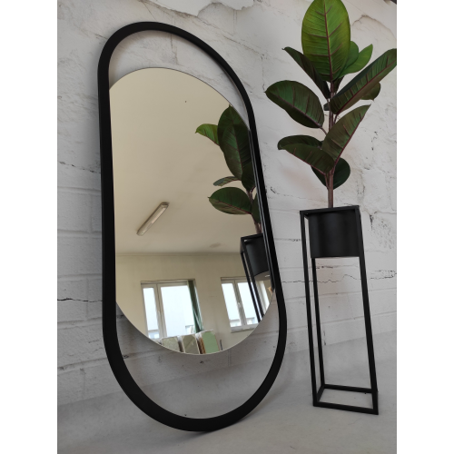 Oglindă ovală cu ramă din mdf negru mat - OLIWIER - culoarea ramei la alegere