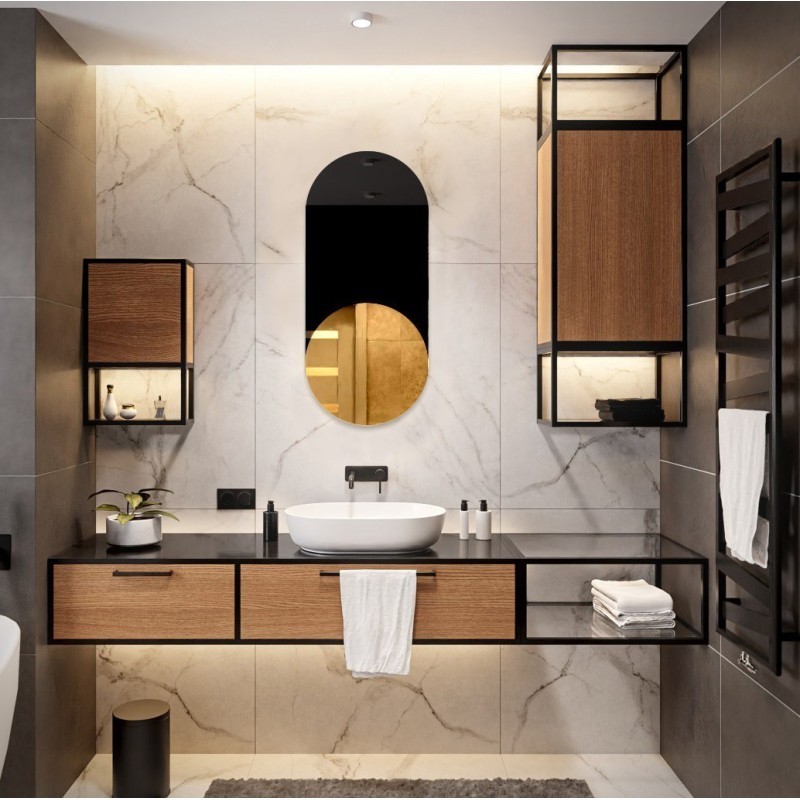 Oglindă decorativă ovală exclusivistă cu lacobel negru - ONYX