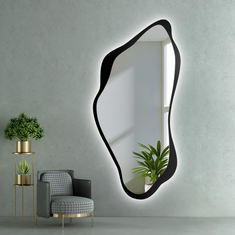 Oglindă cu formă neregulată în cadru MDF cu iluminare - PIENA ÎN CADRU LED
