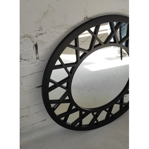 Oglindă decorativă rotundă cu muntins în stil loft - ELENA