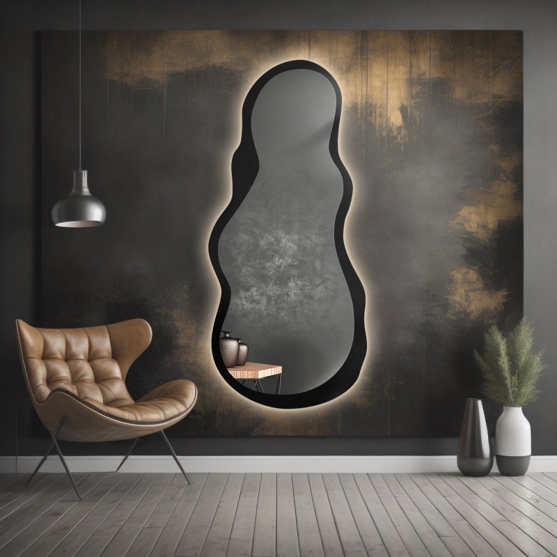 Oglindă cu formă neregulată în cadru MDF cu iluminare - RISOL ÎN CADRU LED