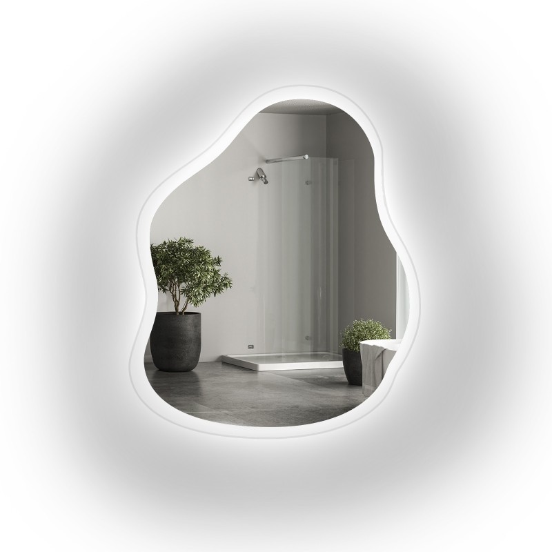 Oglindă cu formă organică pe sticlă float cu iluminare - STONE GLASS LED