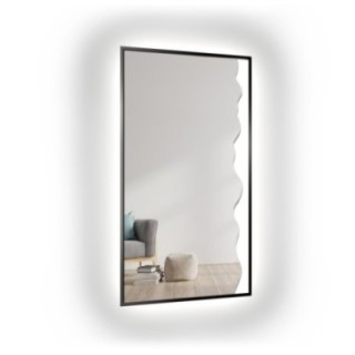 Oglindă decorativă cu ramă neagră din MDF cu iluminare - WIENA ÎN CADRU LED