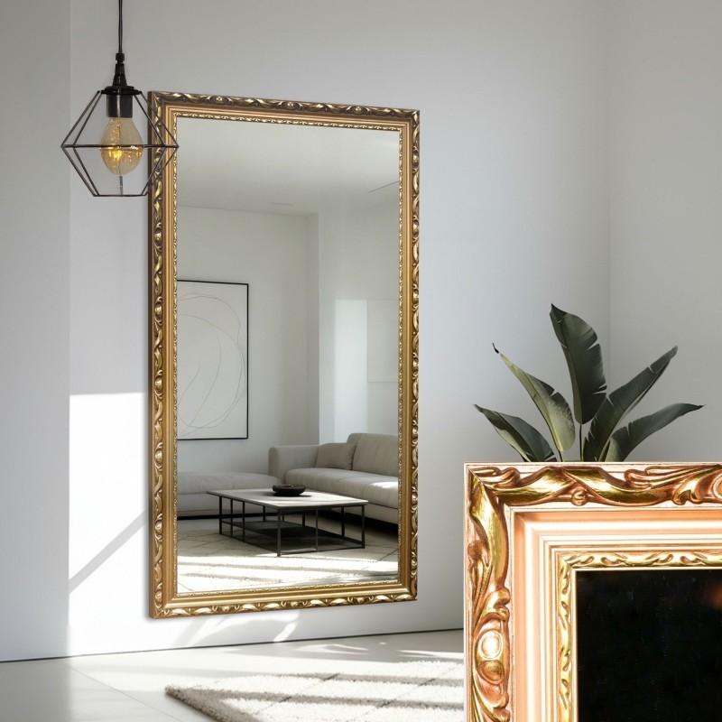 Oglindă în ramă de lemn ornamentală aurie - 5004003