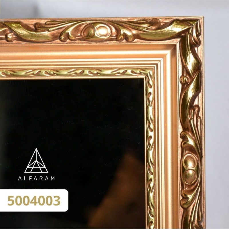Oglindă în ramă de lemn ornamentală aurie - 5004003