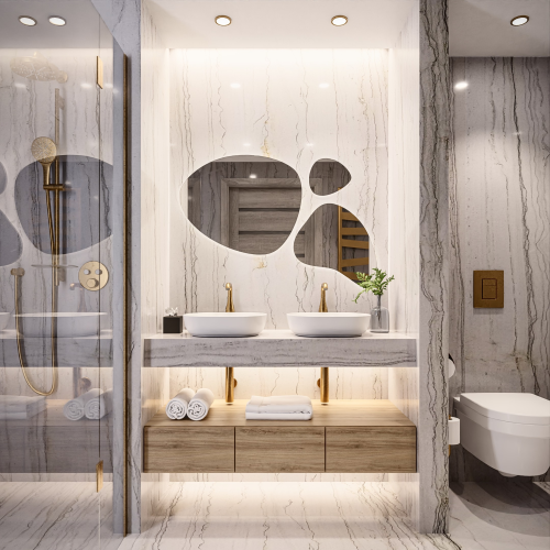 Set de trei oglinzi organice cu iluminare - FLORA LED