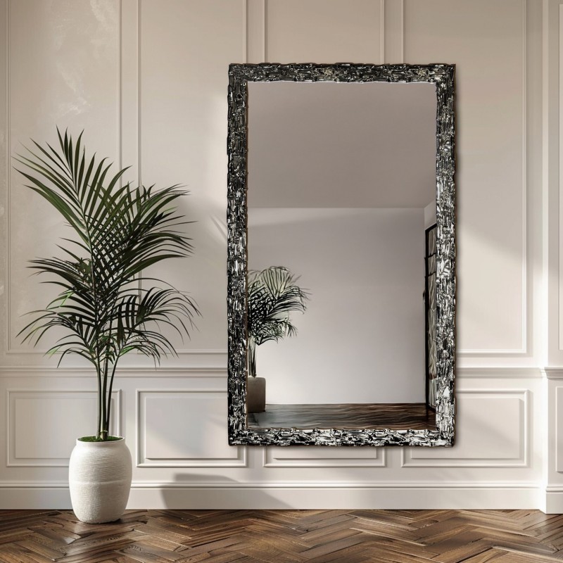 Oglindă de perete de lux în ramă grafit bogat decorată - 9003003