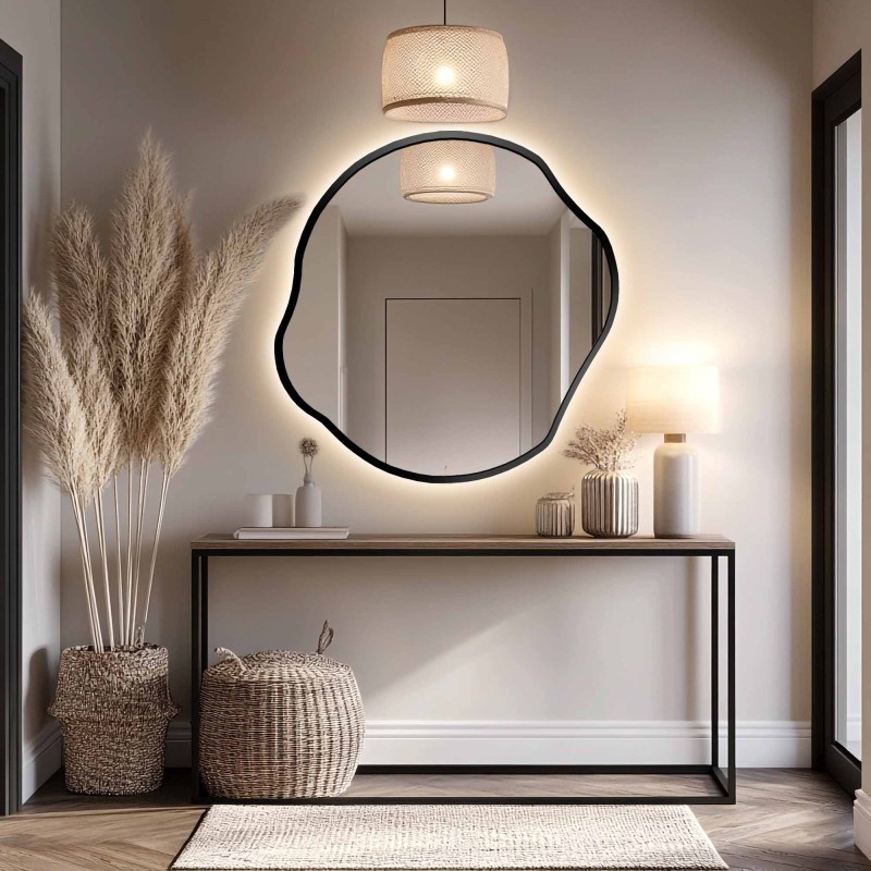 Oglindă în formă organică în ramă cu iluminare - CYRKON ÎN CADRU LED