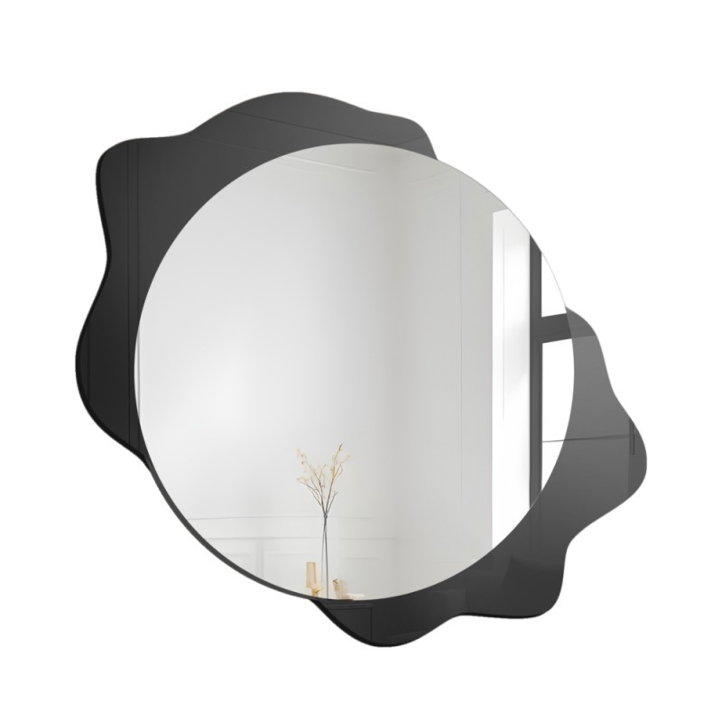 Oglindă decorativă rotundă pe pată neagră – DARK DROP