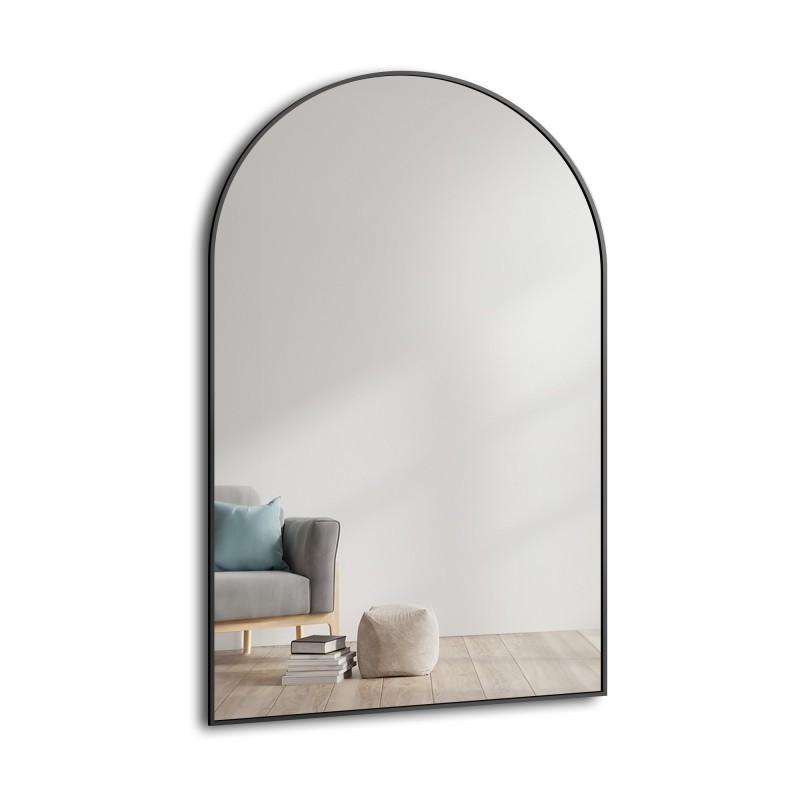 Oglindă semiovală cu ramă neagră din MDF SLIM - DOMI - culoarea ramei la alegere
