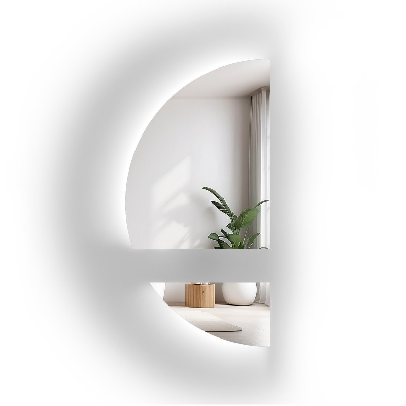 Oglindă semicirculară în două părți cu iluminare - DOPPIO LED