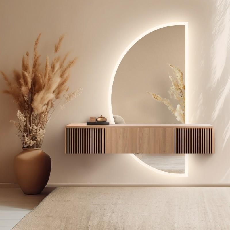 Oglindă de baie semicirculară în două părți cu iluminare - DOPPIO LED II