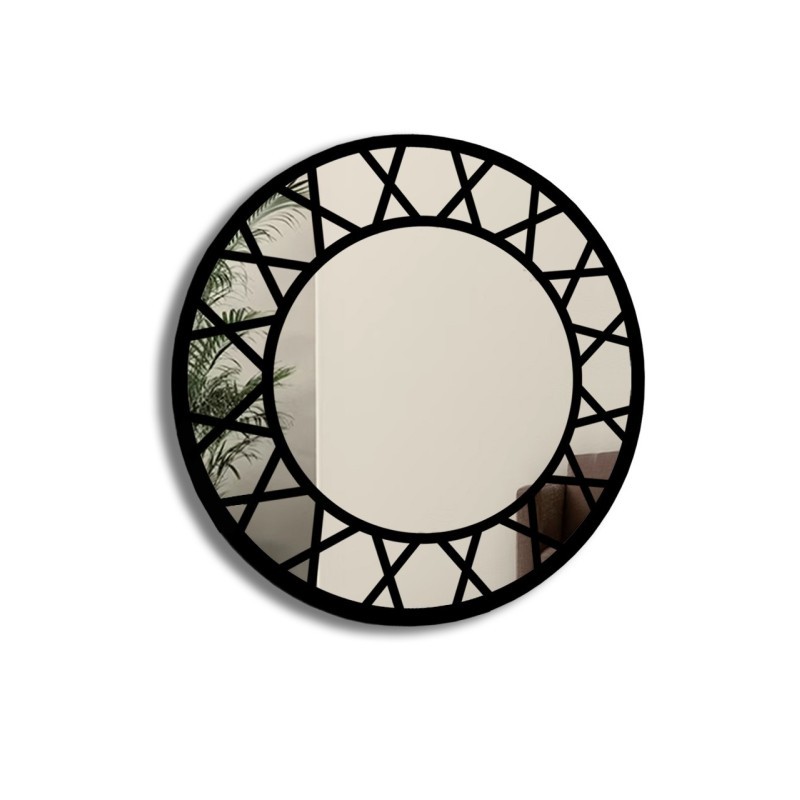 Oglindă decorativă rotundă cu muntins în stil loft - ELENA