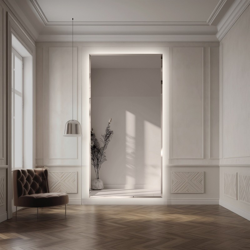 Oglindă dreptunghiulară iluminată cu fațetă - FAZA LED