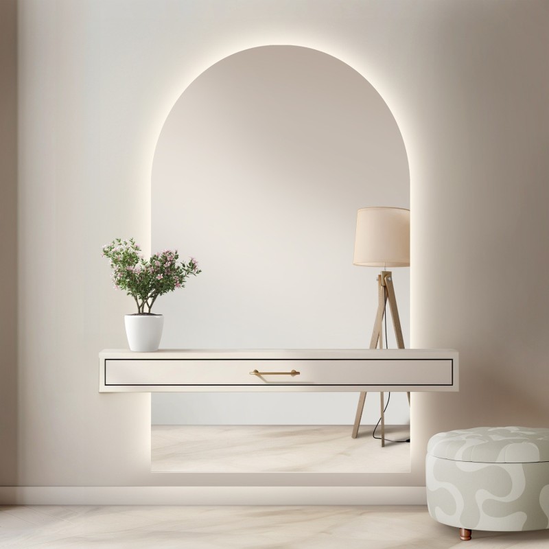 Oglindă semi-ovală de baie în două părți cu iluminare - FRANK LED