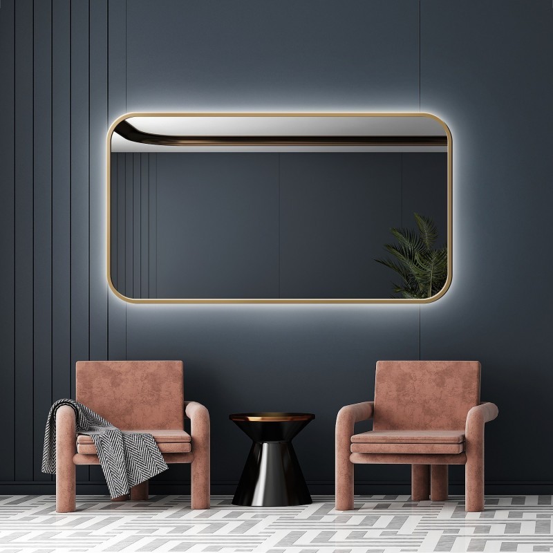 Oglindă cu ramă SLIM din MDF cu iluminare - GERDA LED