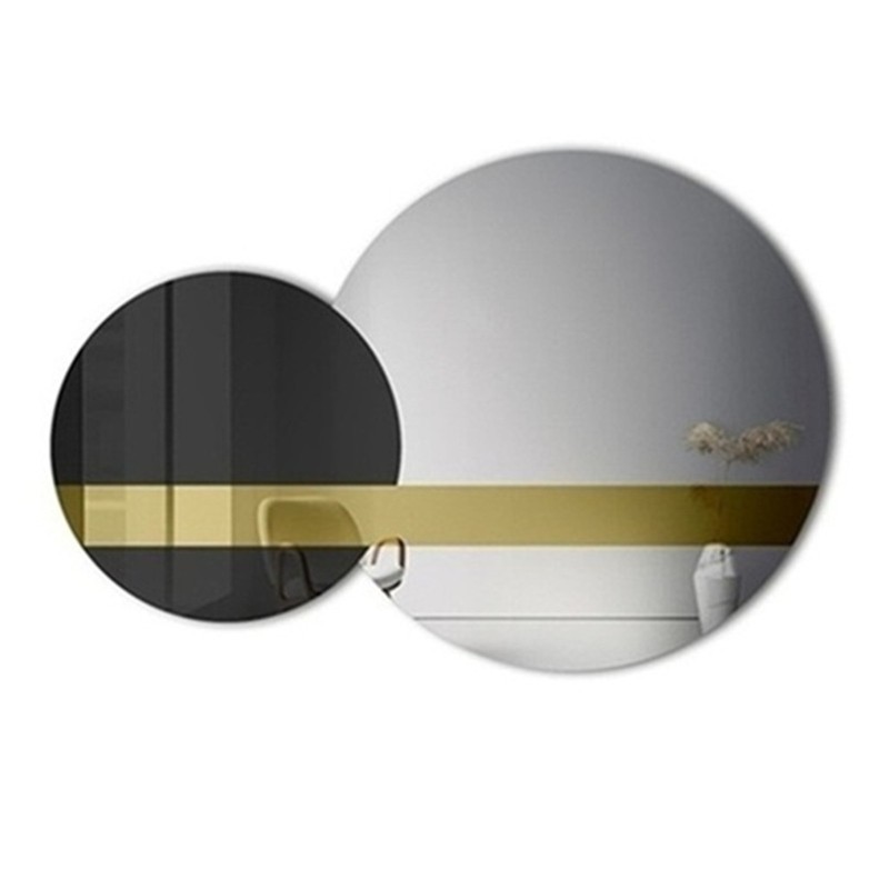 Set de oglinzi decorative panou auriu și lacobel negru - GOLD MOON