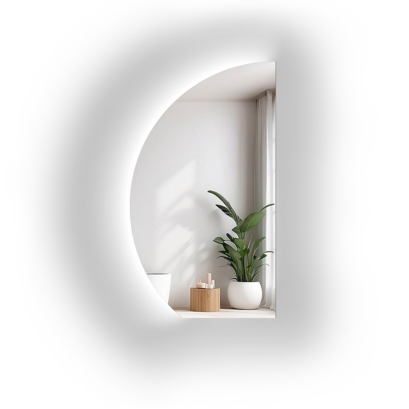 Oglindă de baie semicirculară cu marginea inferioară tăiată și iluminare LED – HELENA LED
