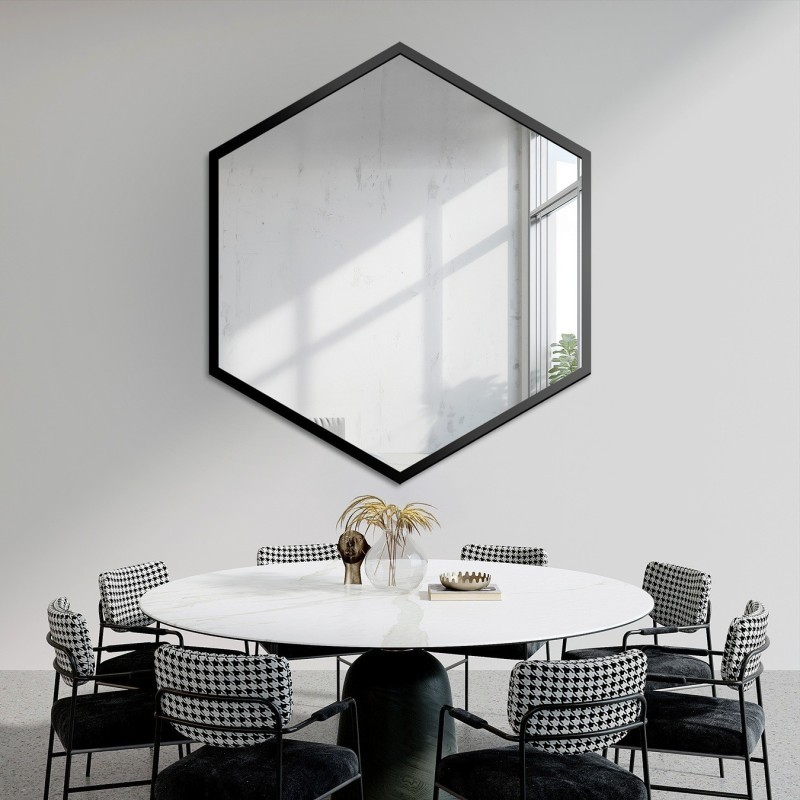 Oglindă de formă geometrică în ramă – HEXA ÎN CADRU