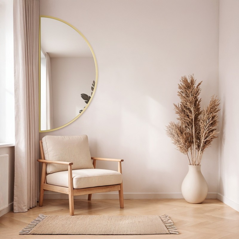 Oglindă semicirculară cu ramă aurie din MDF SLIM - HILDA - culoarea ramei la alegere