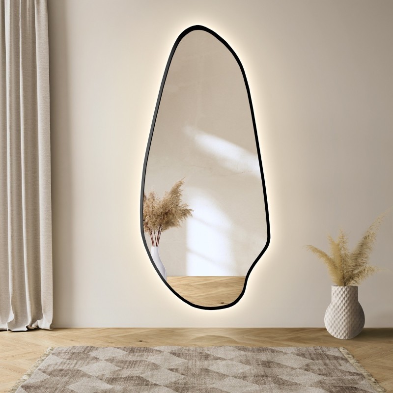 Oglindă de formă neregulată în ramă mdf cu iluminare - JASPIS ÎN CADRU LED