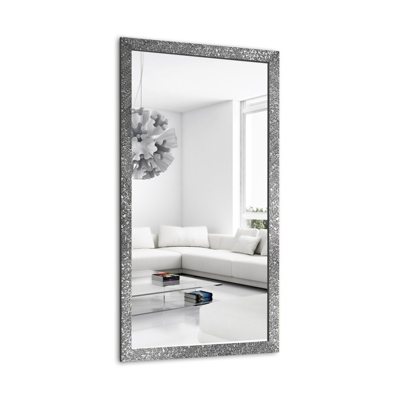 Oglindă Glamour cu ramă argintie, lucioasă - 8002003