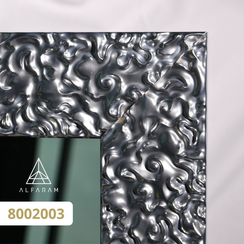 Oglindă Glamour cu ramă argintie, lucioasă - 8002003