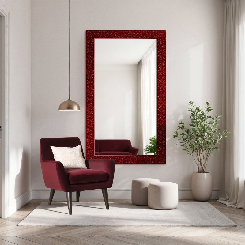 Oglindă Glamour cu ramă burgund lucioasă - 8002006